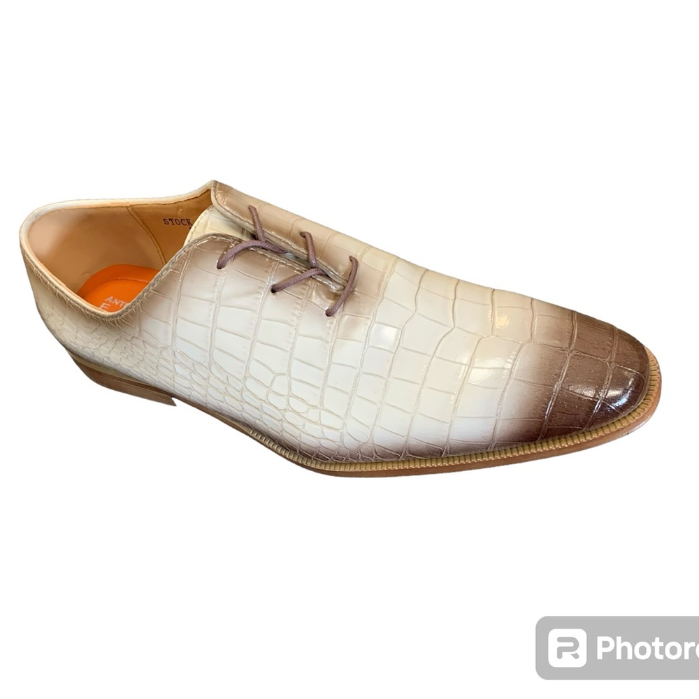 Mens Brown beige tan Two tone dress  shoe for men and boys retro design
